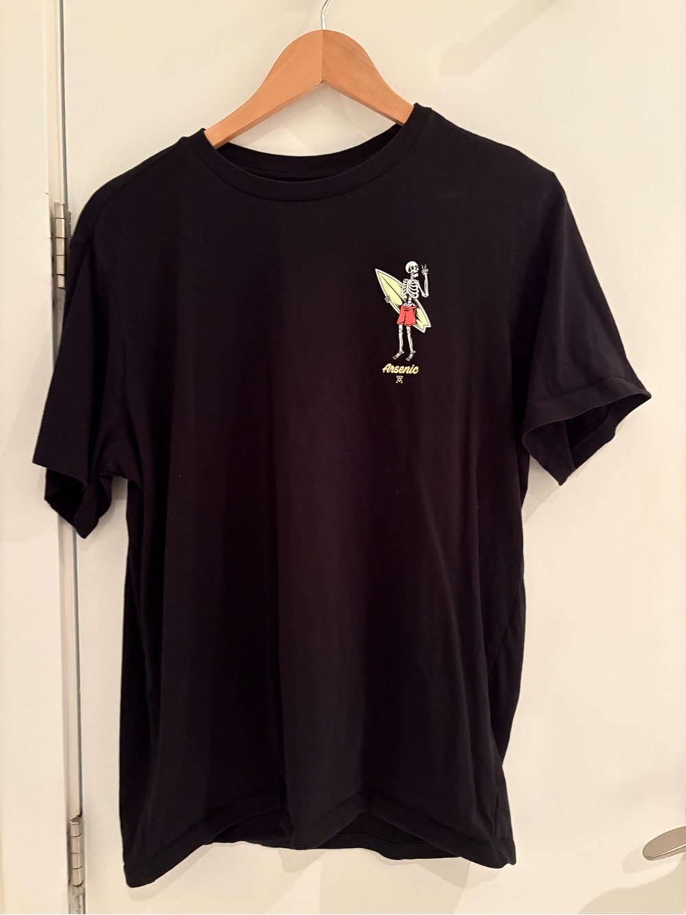 Black Graphic Surf Skeleton Tee - Men